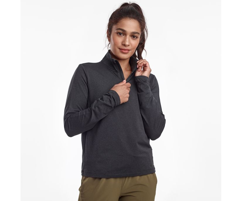 Women\'s Saucony Sunday 1/4 Zip Jackets Black | Singapore 340WNBY